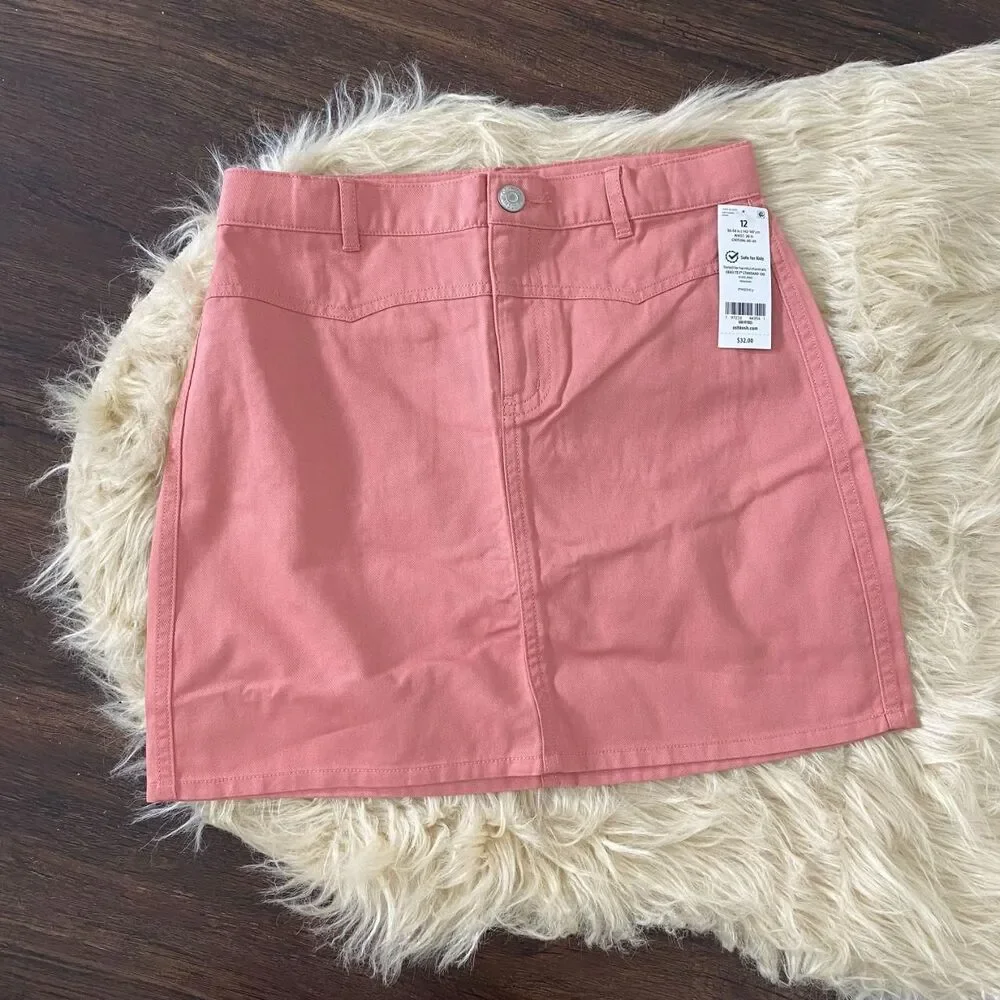 NWT OshKosh B'gosh coral pink denim skirt Size 12 / 12A